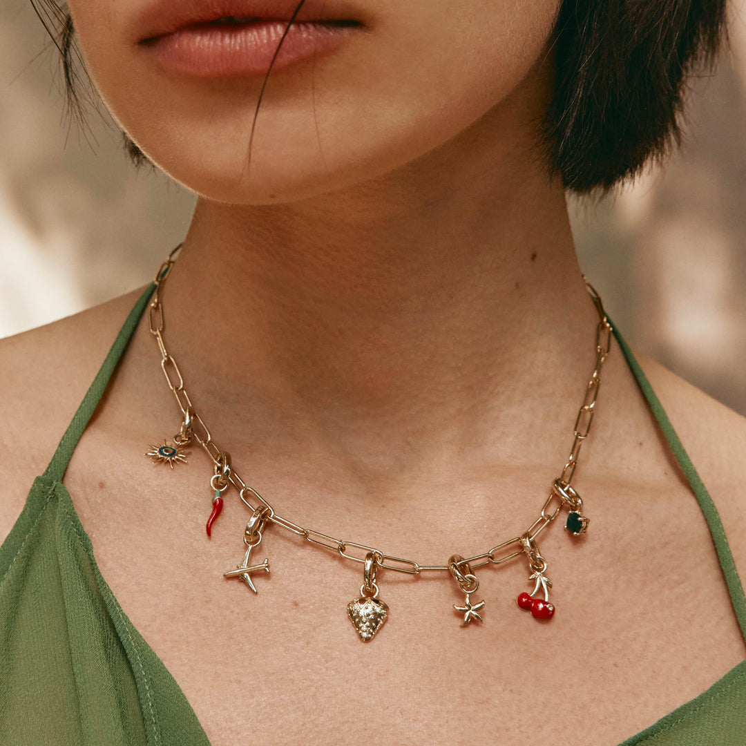 Strawberry Charm Pendant in Gold