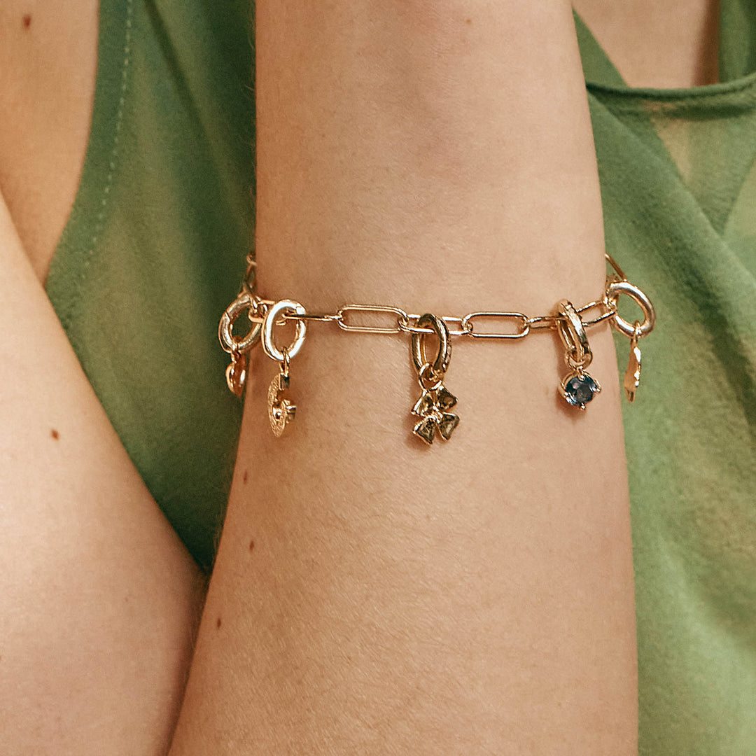 Charm Paperclip Chain Bracelet in Gold