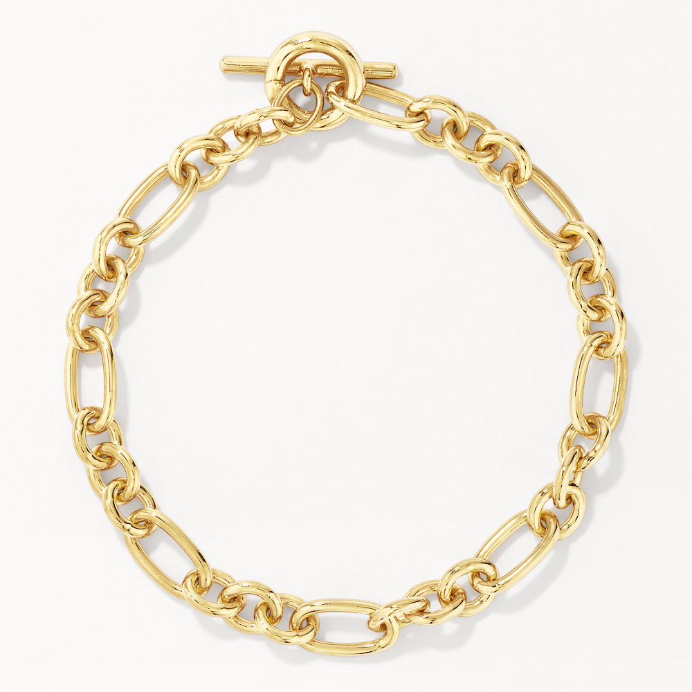 Medley Bangle/Bracelet Alternating Rolo Paperclip Chain Bracelet in Gold