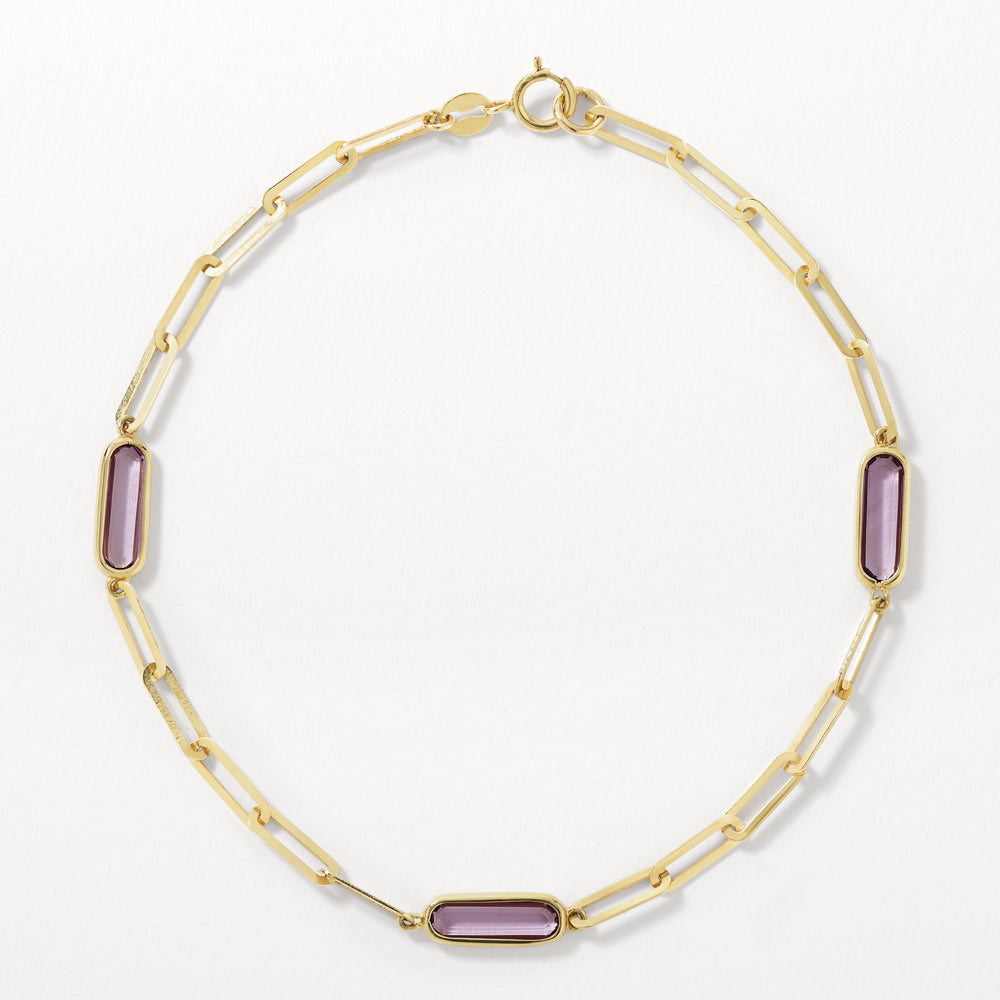 Medley Bangle/Bracelet Amethyst Oval Paperclip Chain Bracelet in 10k Gold