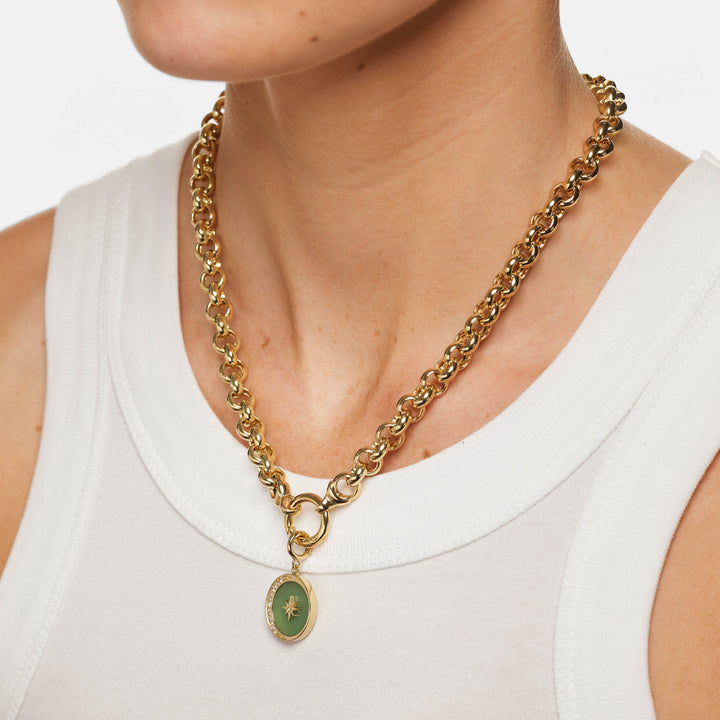 Medley Pendant Aventurine Crescent and Star Pendant in Gold