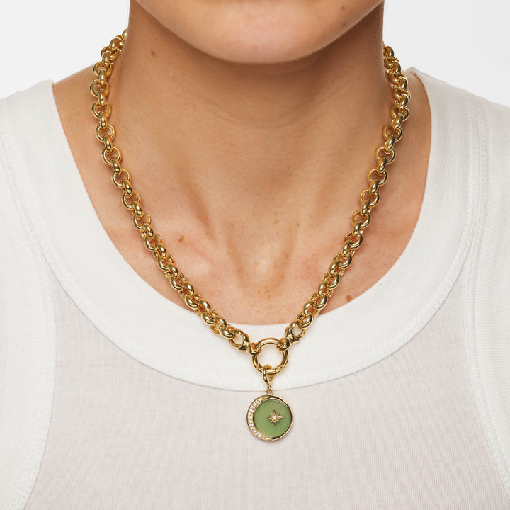 Medley Pendant Aventurine Crescent and Star Pendant in Gold