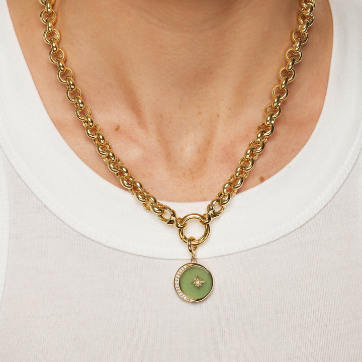 Medley Pendant Aventurine Crescent and Star Pendant in Gold