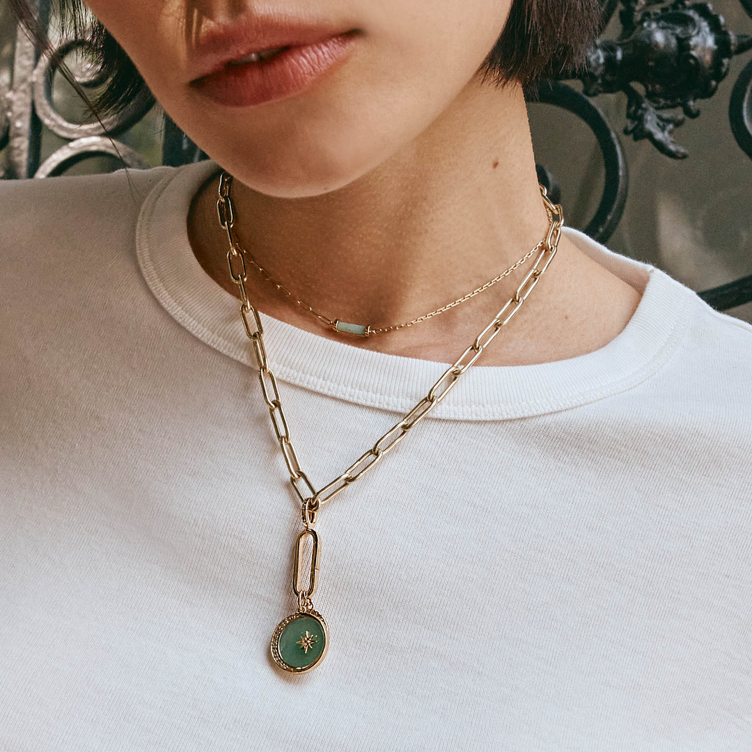 Medley Pendant Aventurine Crescent and Star Pendant in Gold