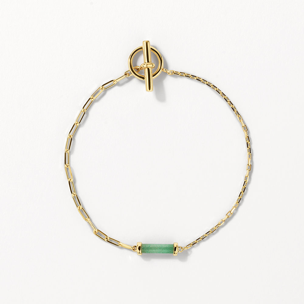 Medley Bangle/Bracelet Aventurine Half Paperclip Fob Chain Bracelet in Gold