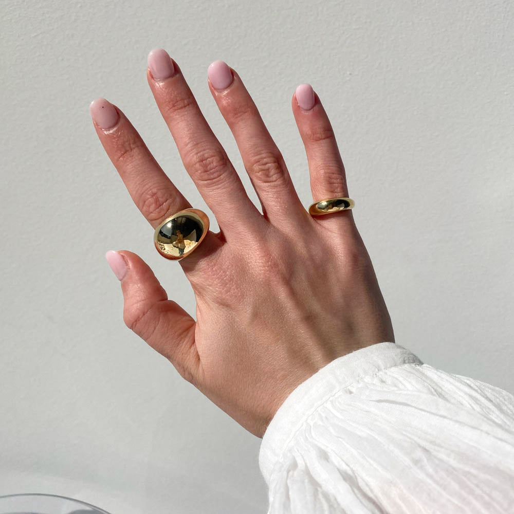 Buy 18k Gold Plated Dome Ring, Stackable Ring, Minimalist Ring, Dainty Ring,  Chunky Gold Ring,thick Gold Dome Ring , Gold Plated Ring Online in India -  Etsy