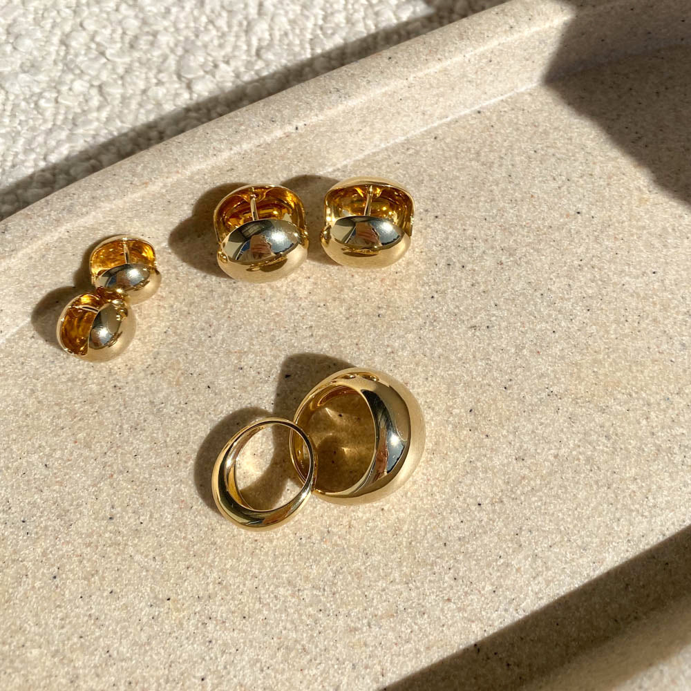 Medley Earrings Ball Huggie Earrings in Gold
