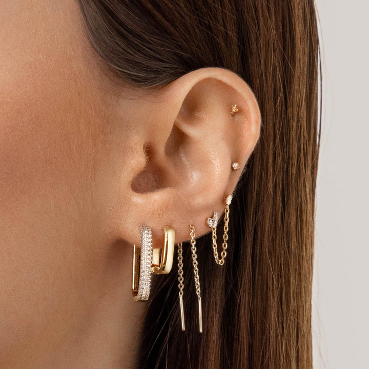 Medley Earrings Bar Threader Earrings in 10k Gold