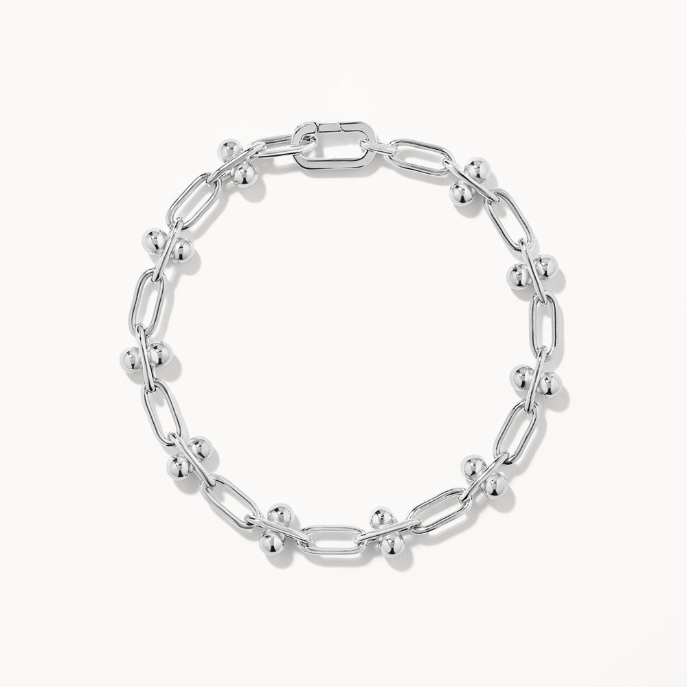 Medley Bangle/Bracelet Bauble Paperclip Chain Bracelet in Silver