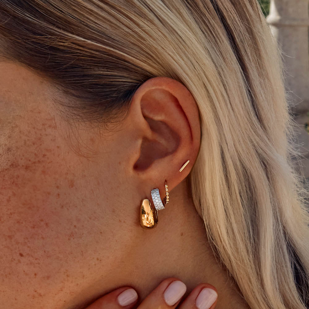 Medley Earrings Beaded Huggies in 10k Gold