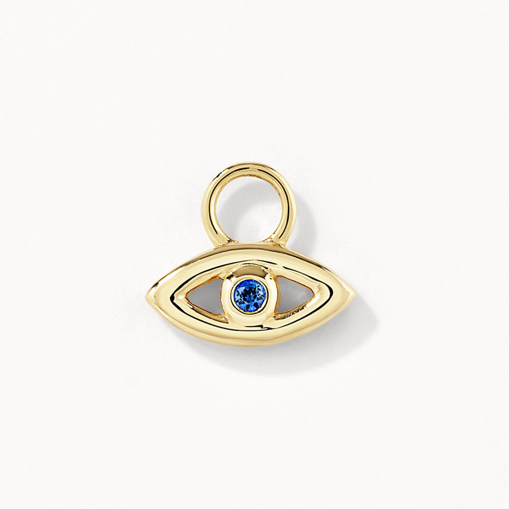 Medley Earrings Blue Sapphire Evil Eye Charm in 10k Gold