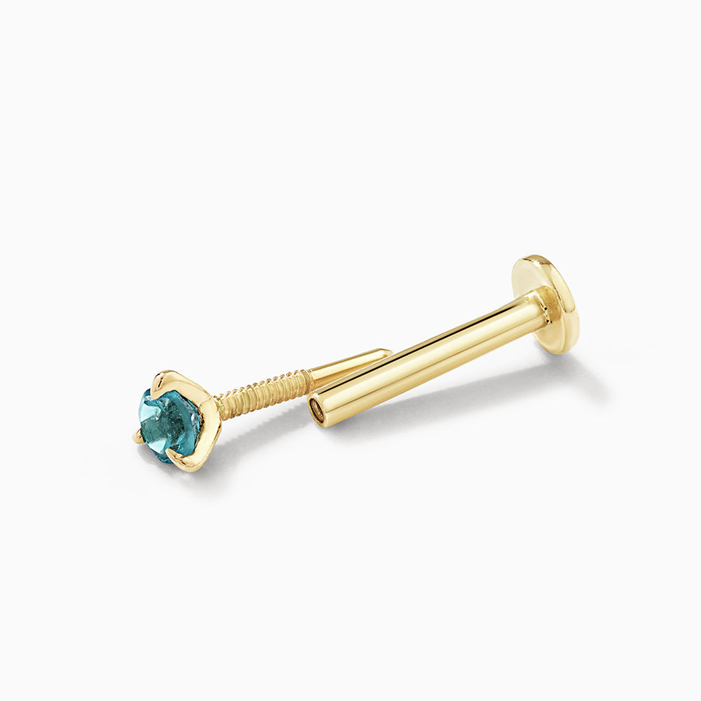 Blue Topaz Helix Single Stud Earring in 10k Gold
