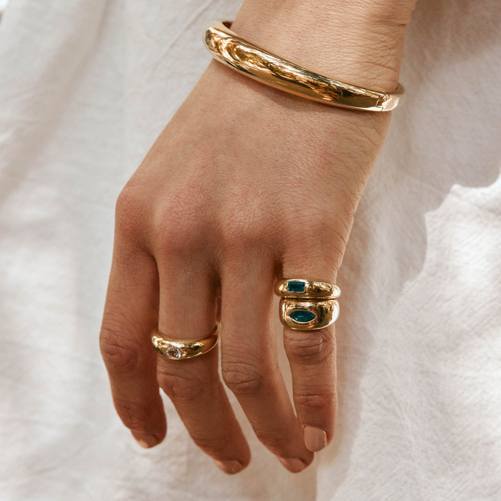 Medley Ring Blue Topaz Marquise Curve Pinky Ring in Gold