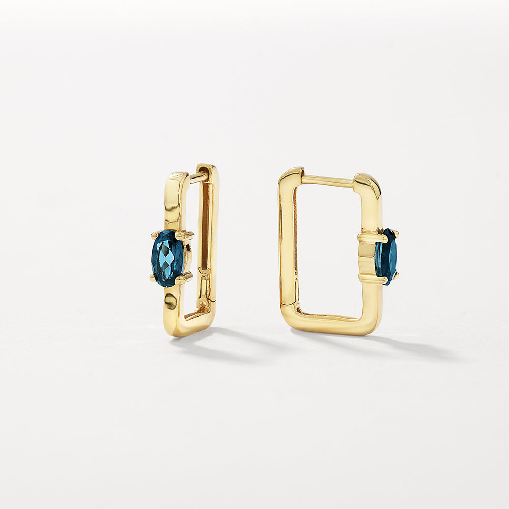 Medley Earrings Blue Topaz Paperclip Hoop Earrings in Gold