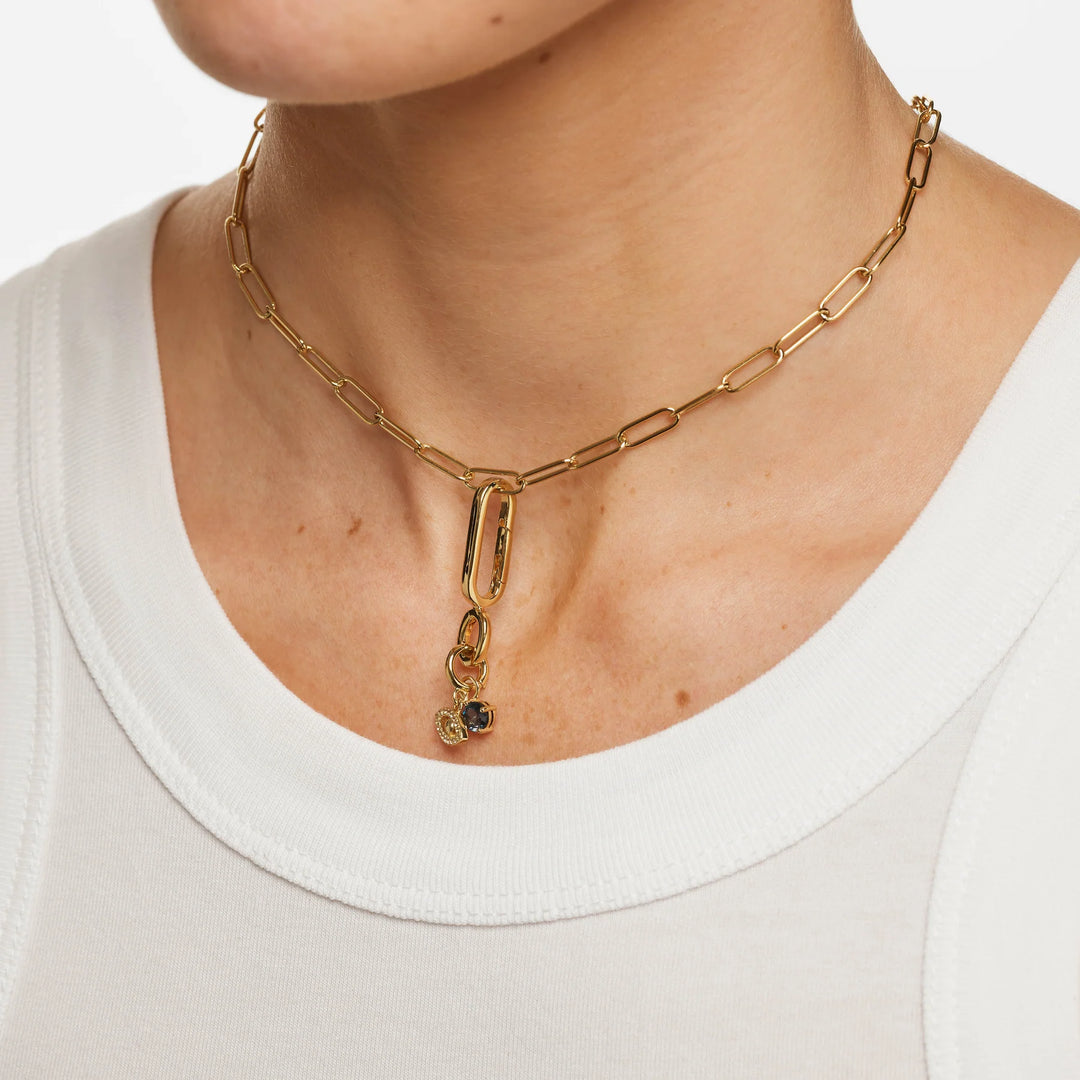 Medley Pendant Blue Topaz Round Charm Pendant in Gold