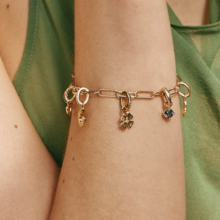 Medley Pendant Blue Topaz Round Charm Pendant in Gold