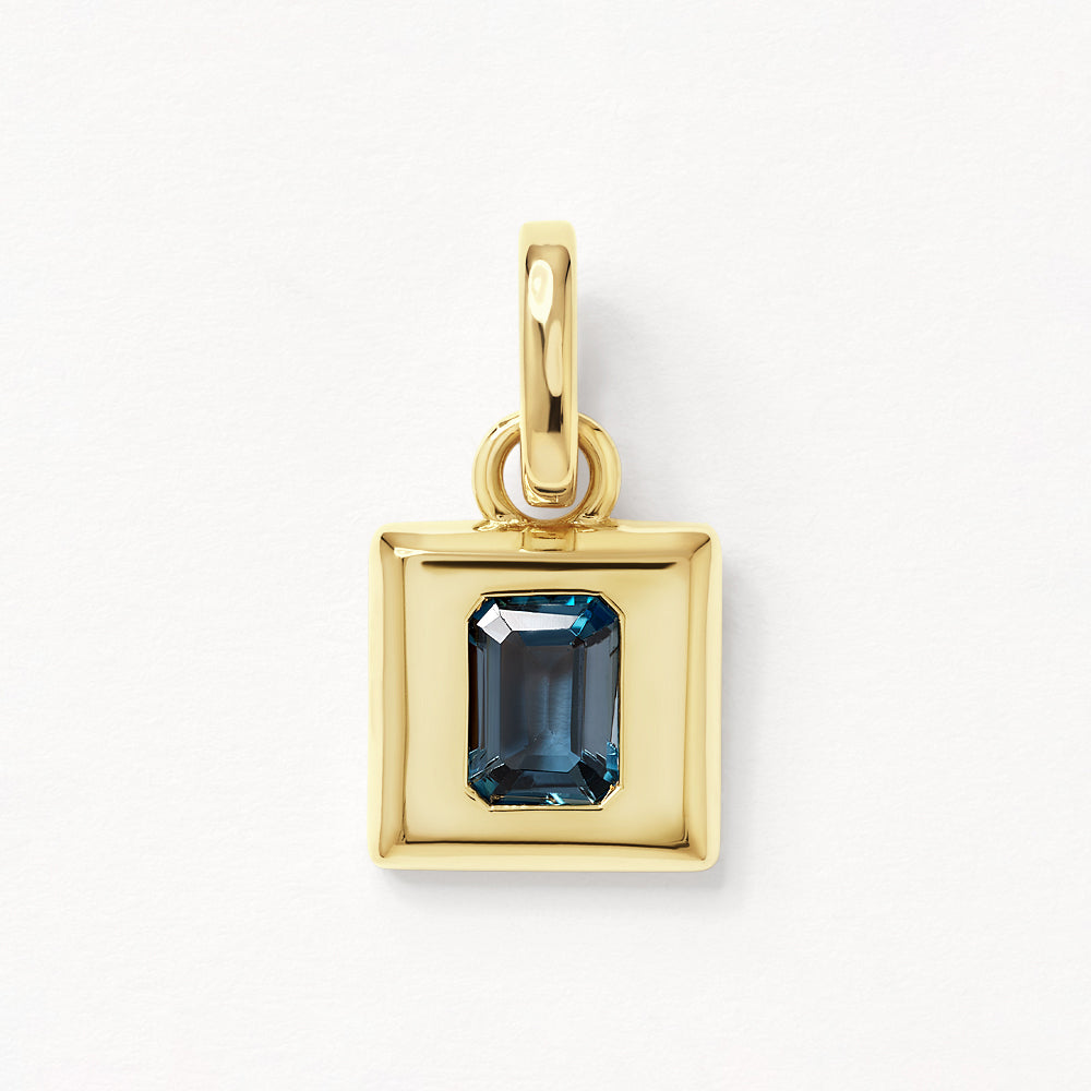 Medley Pendant Blue Topaz Statement Square Pendant in Gold