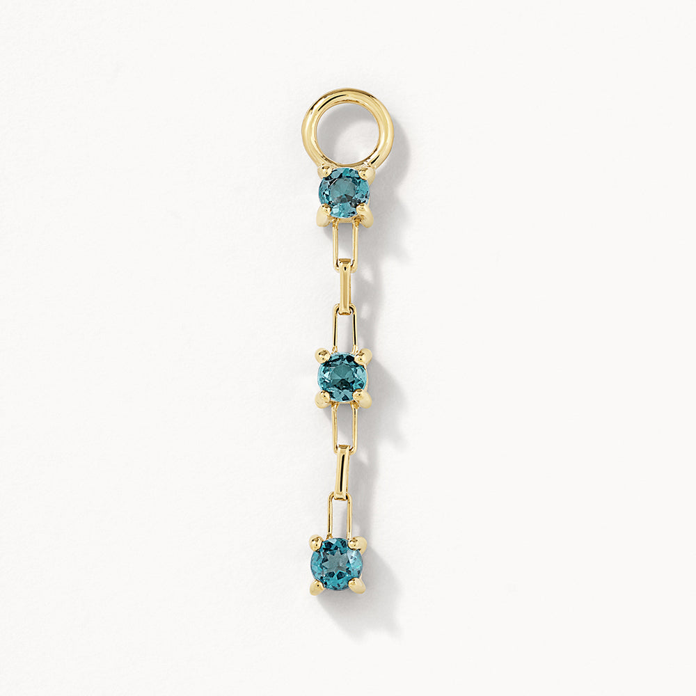 Medley Earrings Blue Topaz Trio Drop Charm in 10k Gold