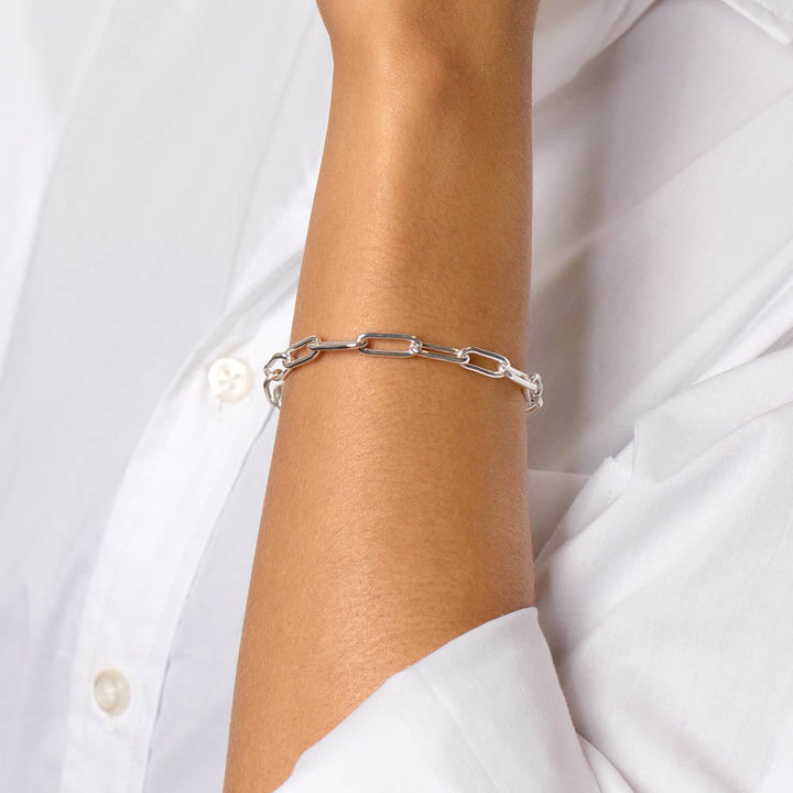 Medley Bangle/Bracelet Boyfriend Paperclip Chain Bracelet in Silver