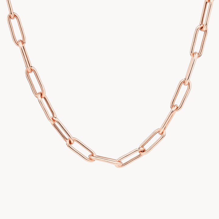 Medley Necklace Boyfriend Paperclip Chain Necklace in Rose Gold
