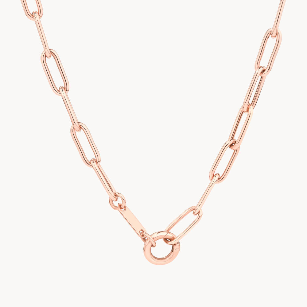 Medley Necklace Boyfriend Paperclip Chain Necklace in Rose Gold