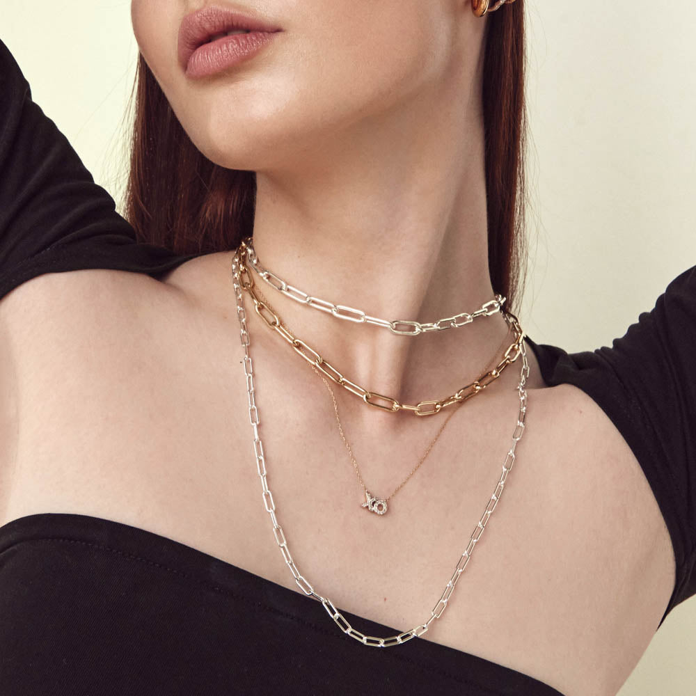 Boyfriend Paperclip Chain Necklace Silver Medley Jewellery