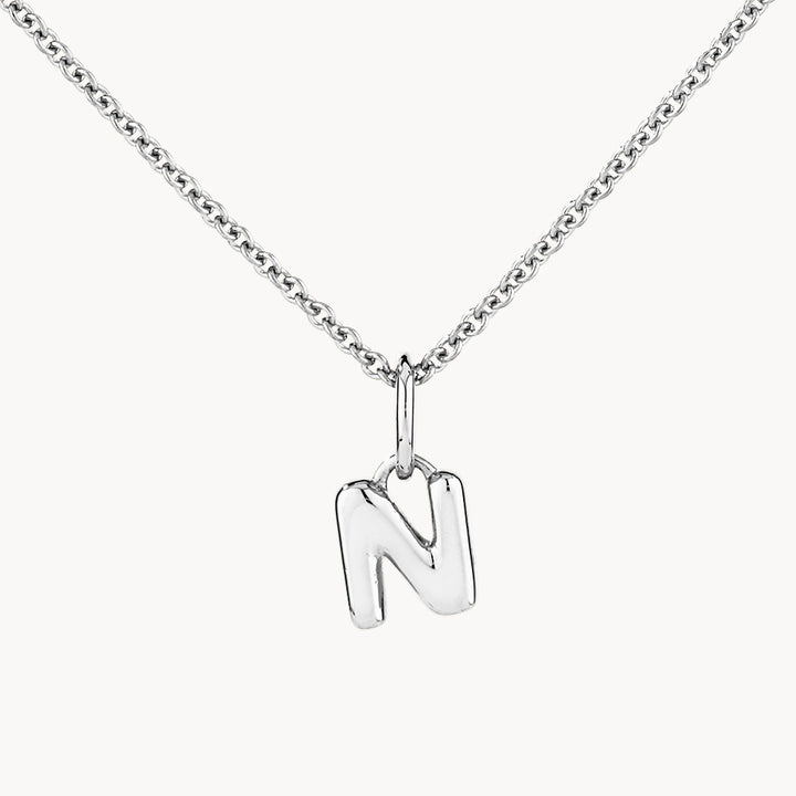 Medley Necklace Bubble Letter Necklace in Silver