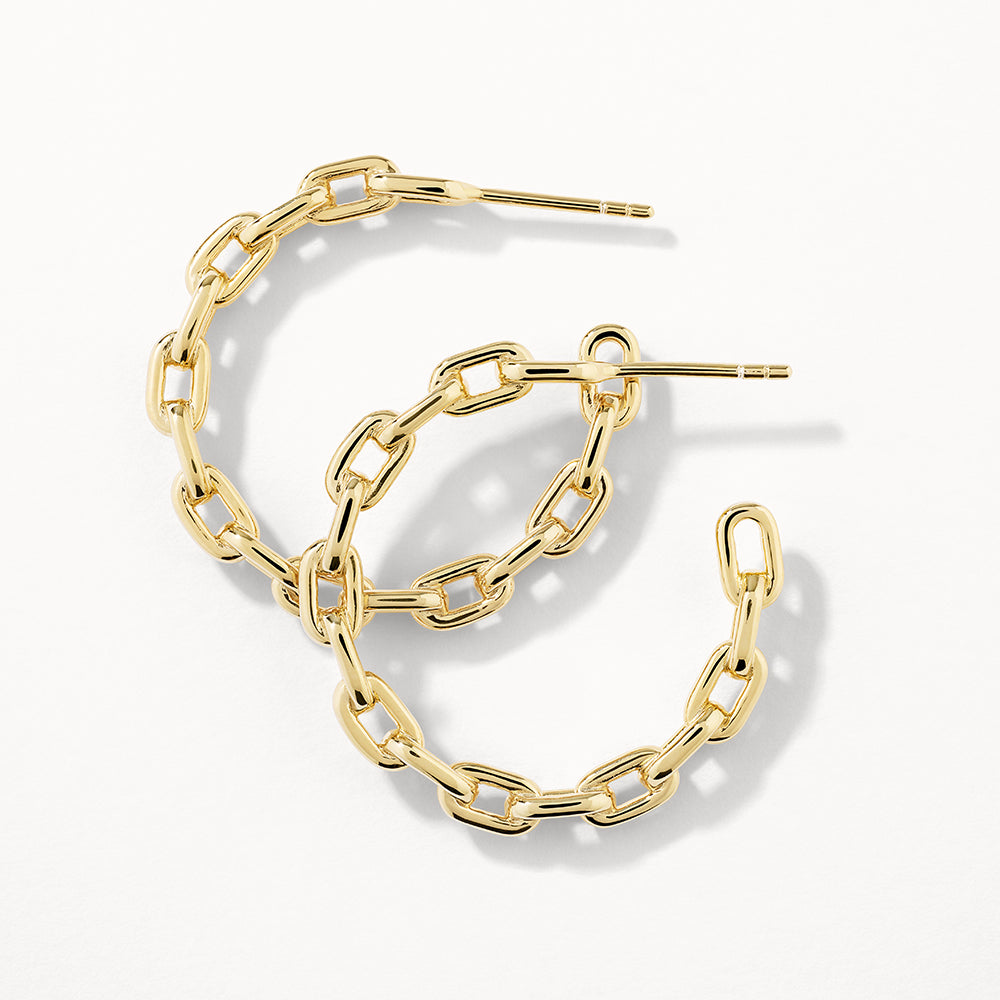 Medley Earrings Chain Link Hoops in Gold