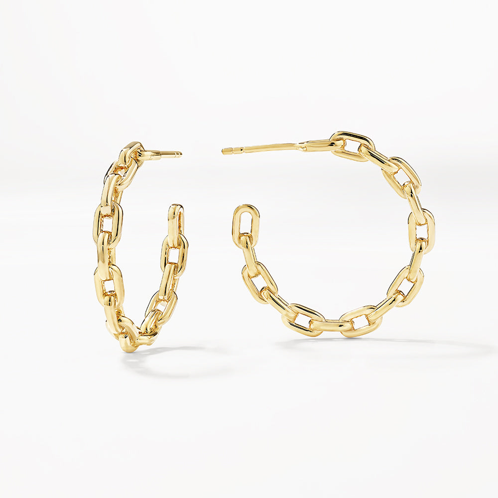 Chain Link Hoops in Gold