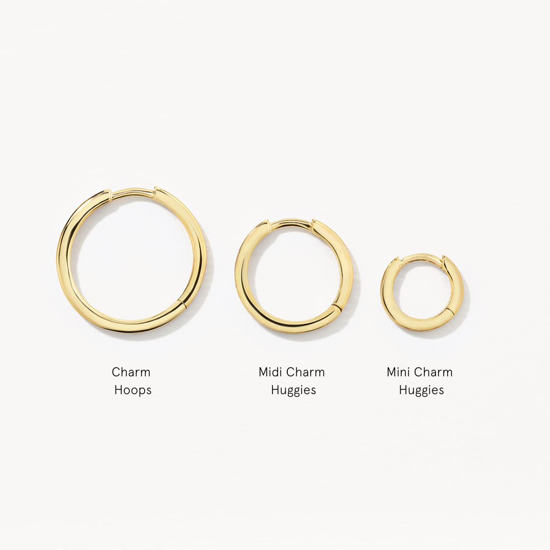 Midi Charm Huggie Earrings in Gold