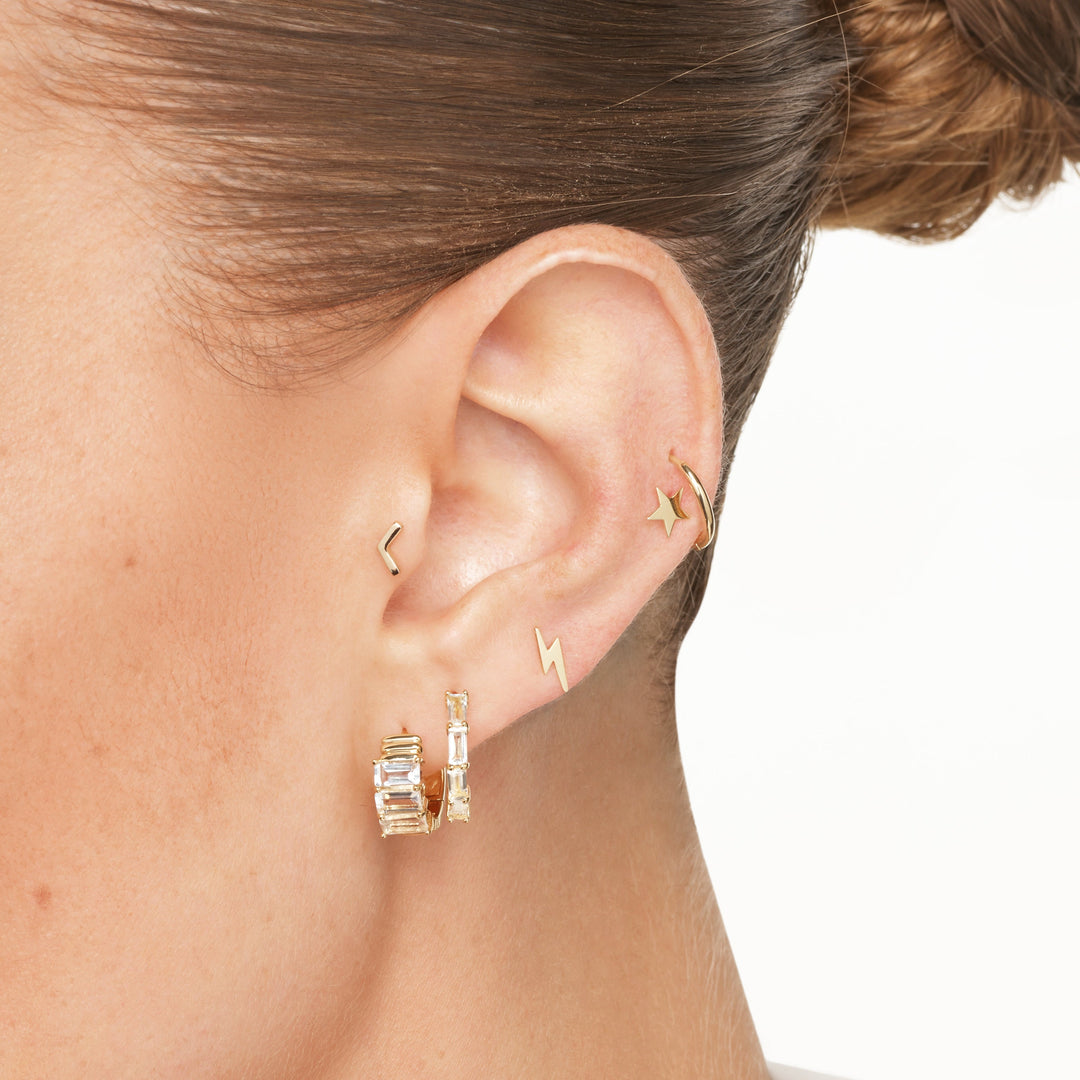 Medley Earrings Chevron Helix Single Stud Earring in 10k Gold