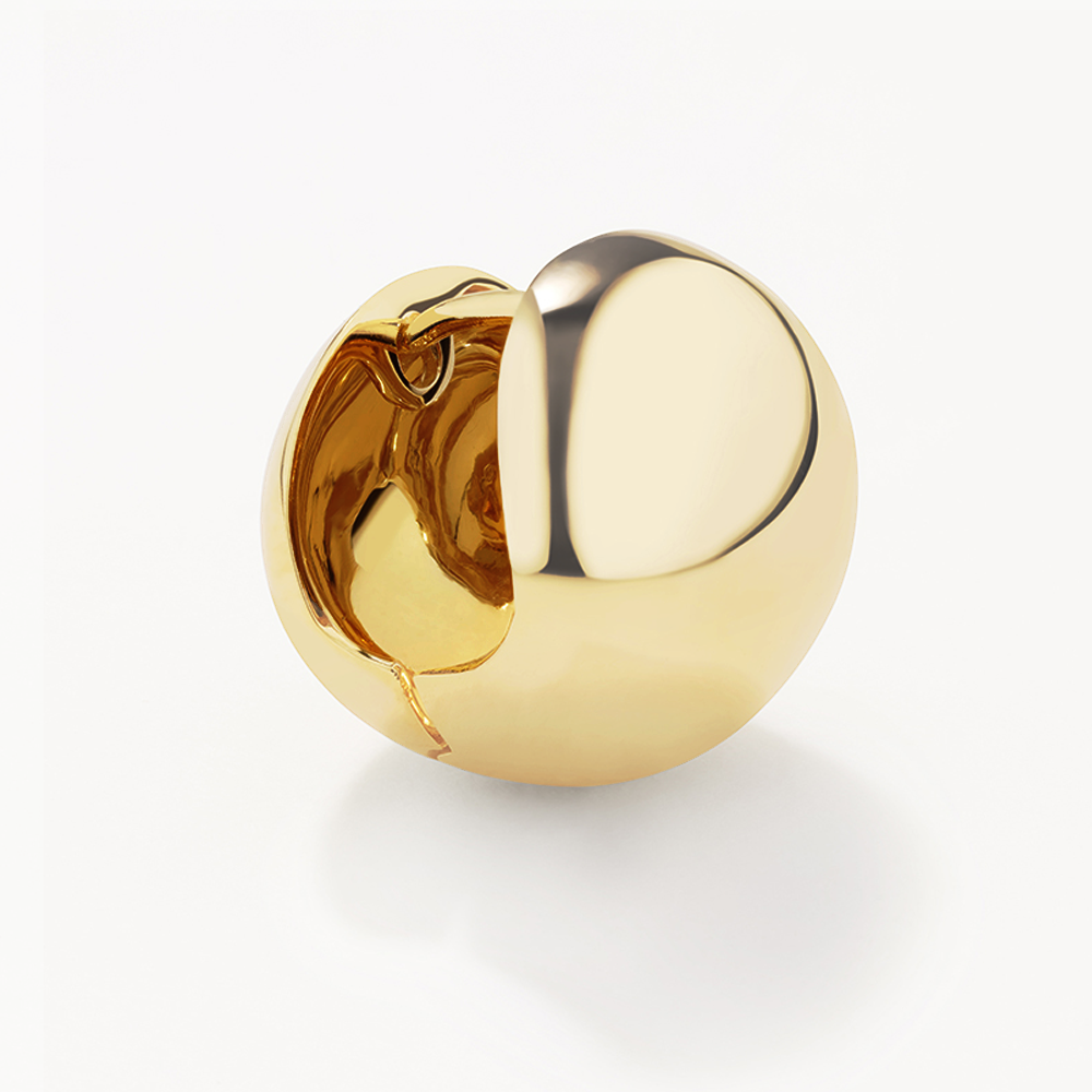 Chunky Ball Huggie Earrings in Gold