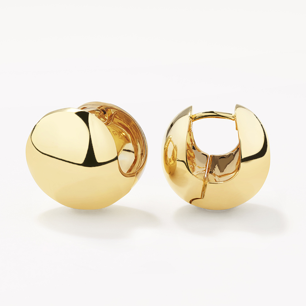 Chunky Ball Huggie Earrings in Gold