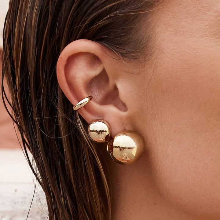 Medley Earrings Chunky Ball Huggie Earrings in Gold
