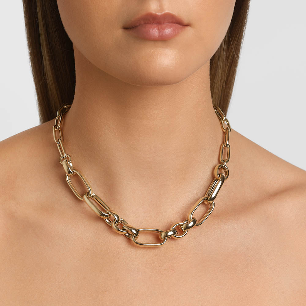 chunky paperclip chain necklace in gold medley jewellery necklace