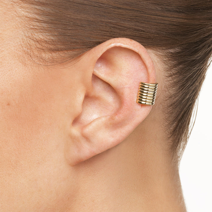 Medley Earrings Chunky Ribbed Ear Cuff in Gold