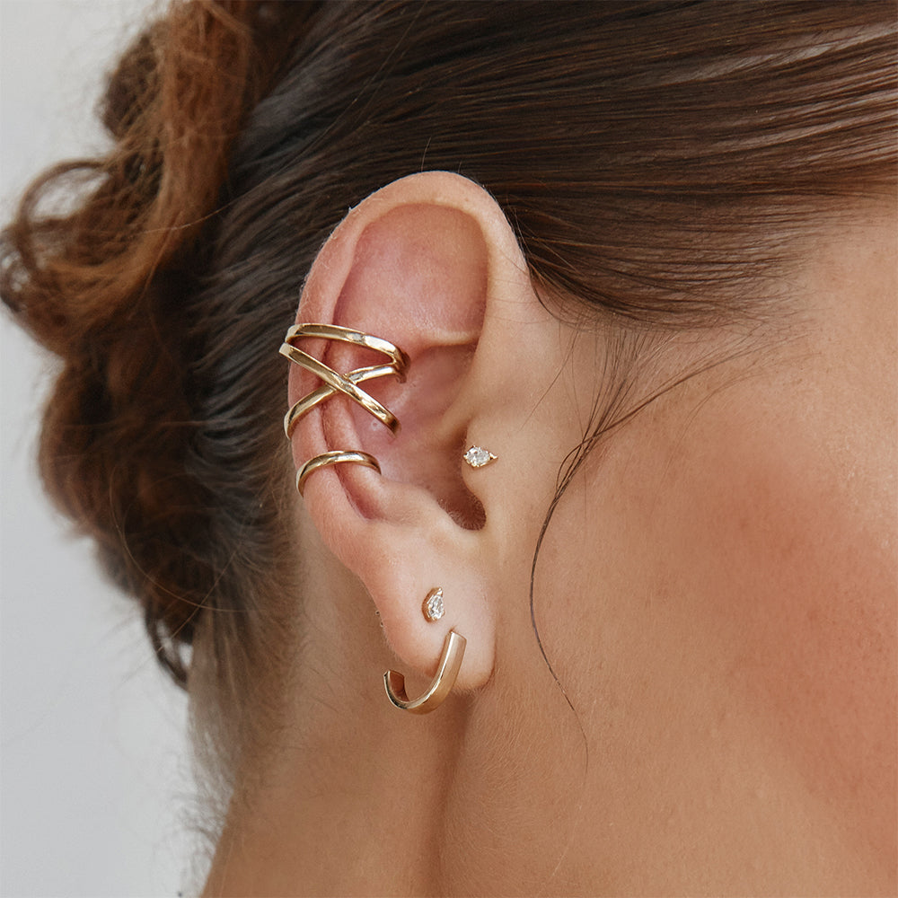 Medley Earrings Criss Cross Single Ear Cuff in Gold