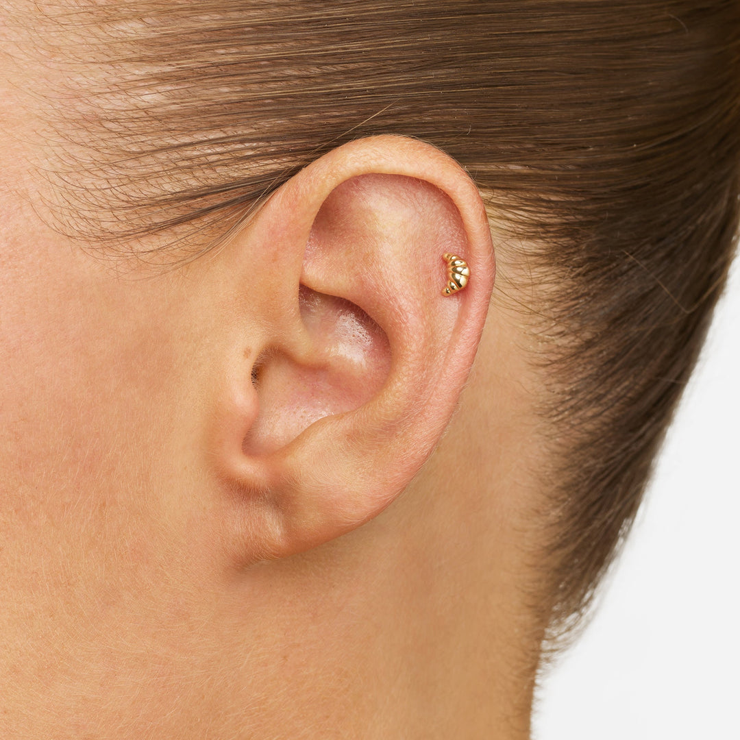 Medley Earrings Croissant Helix Single Stud Earring in 10k Gold