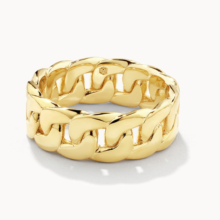 Medley Ring Curb Chain Link Ring in Gold