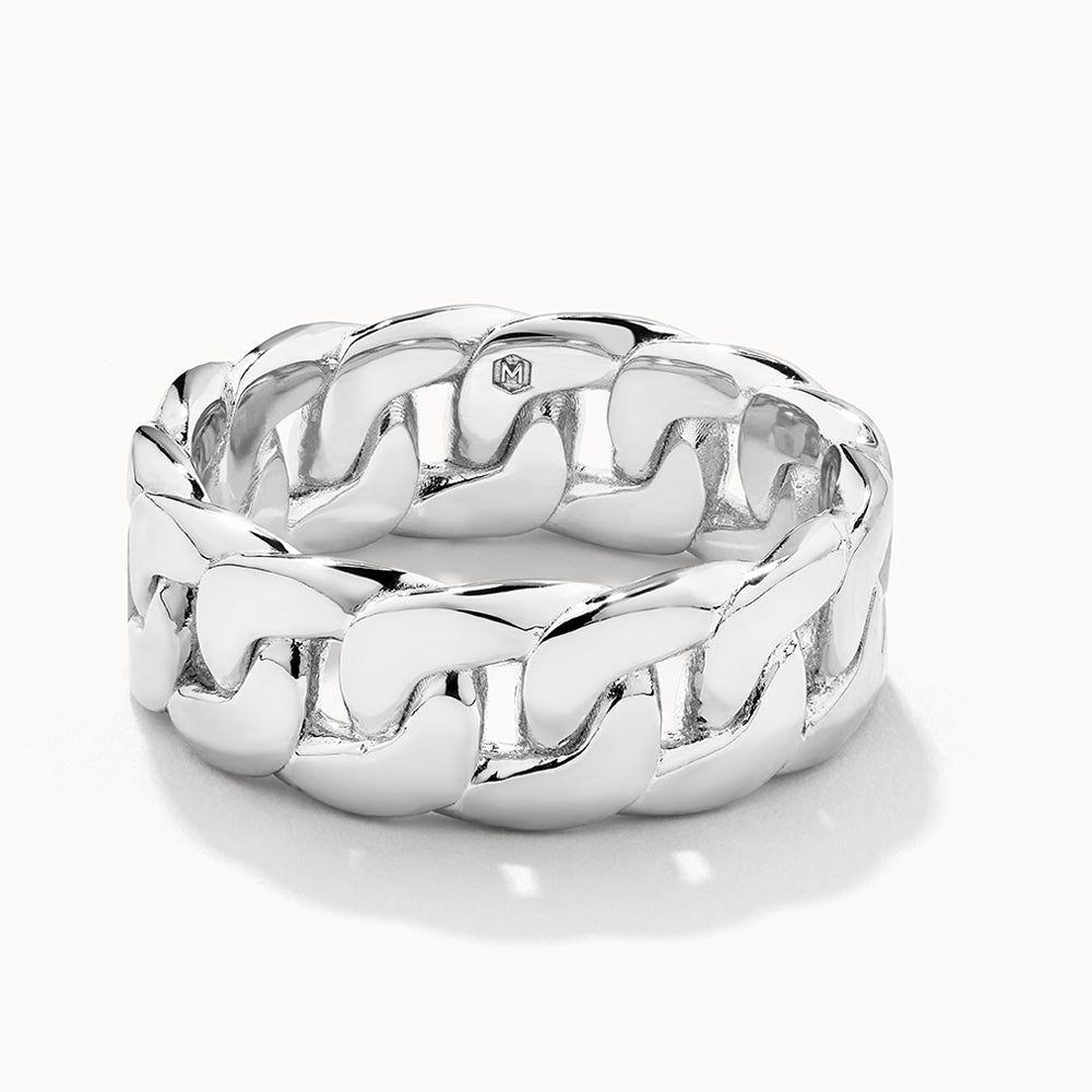 Curb Chain Link Ring in Silver