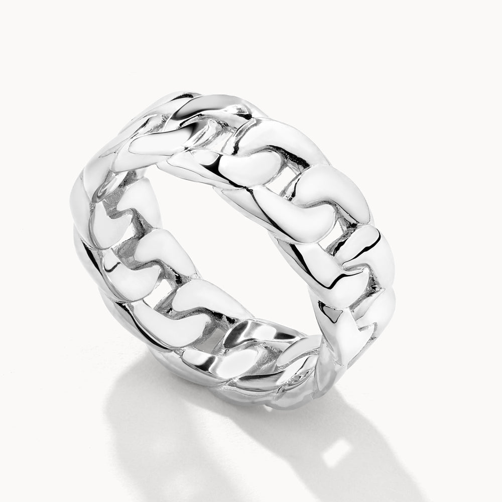 Curb Chain Link Ring in Silver