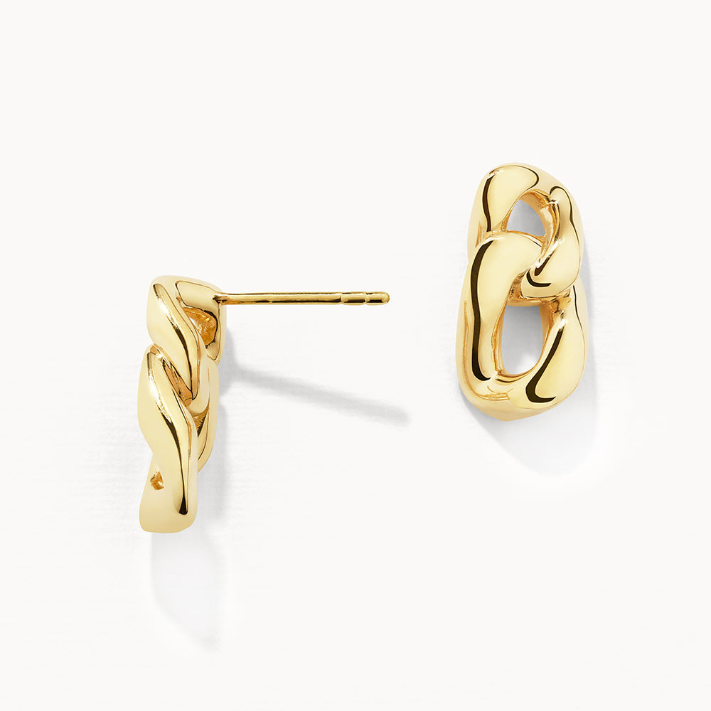 Medley Earrings Curb Chain Link Stud Earrings in Gold