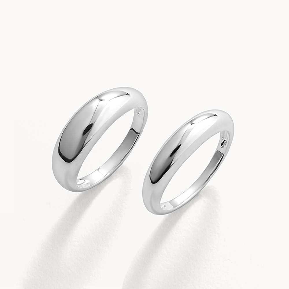 Medley Sets Curve Dome Ring Set in Silver