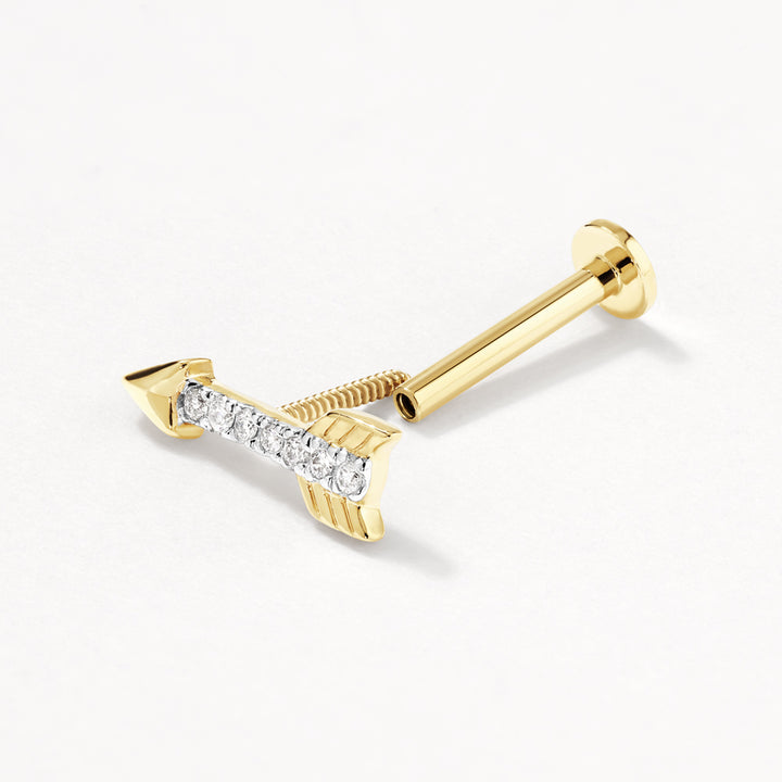 Medley Earrings Diamond Arrow Helix Single Stud Earring in 10k Gold