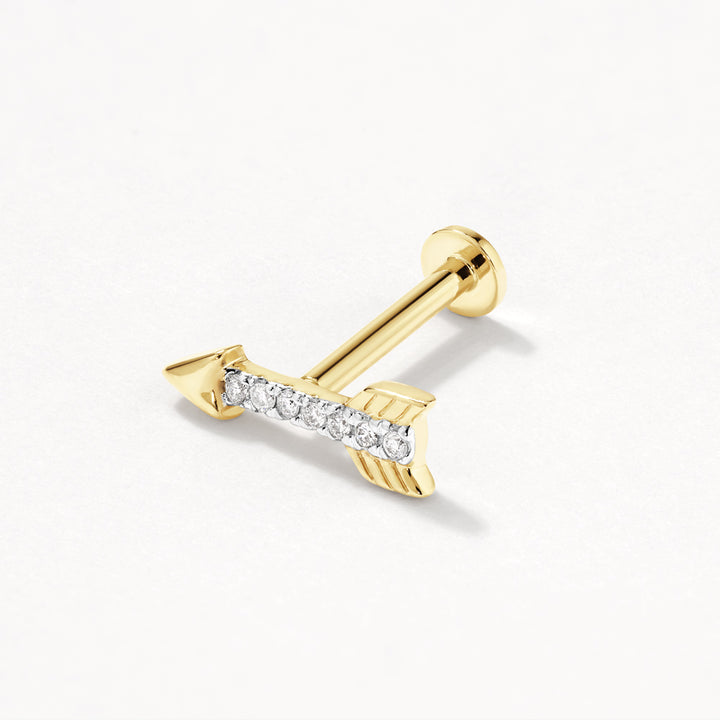 Medley Earrings Diamond Arrow Helix Single Stud Earring in 10k Gold