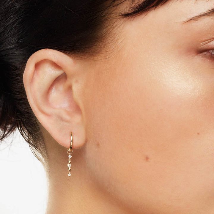 Medley Earrings Diamond Drop Bar Charm Huggies in 10k Gold