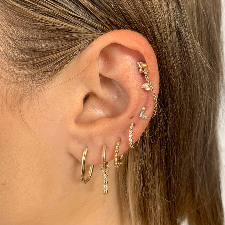 Medley Earrings Diamond Drop Bar Charm Huggies in 10k Gold