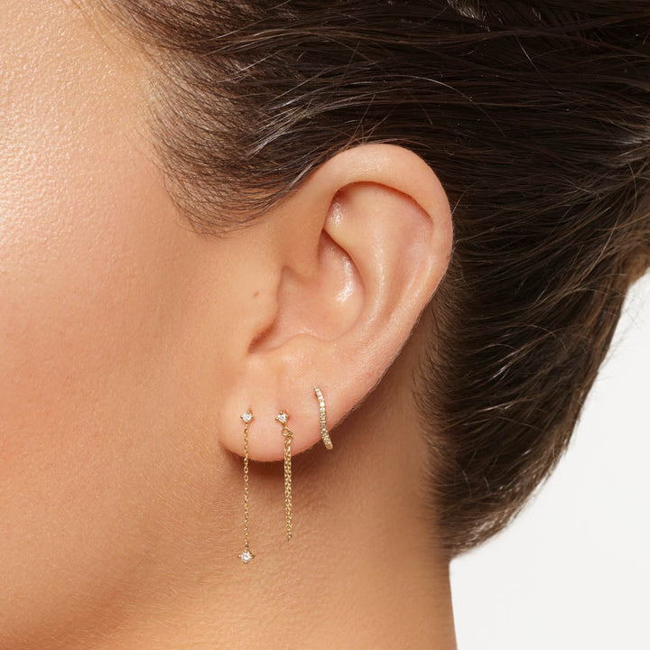 Diamond Drop Chain Stud Earrings in 10k Gold
