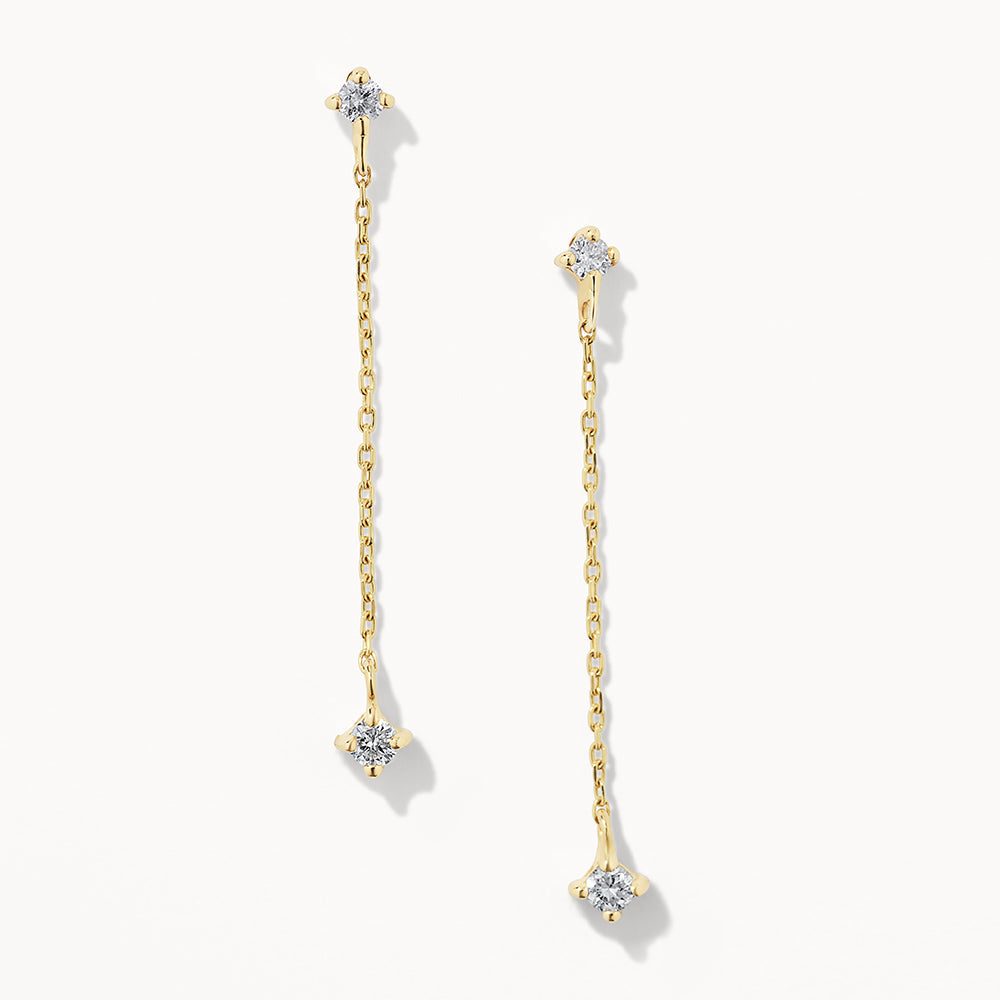 Medley Earrings Diamond Drop Chain Stud Earrings in 10k Gold