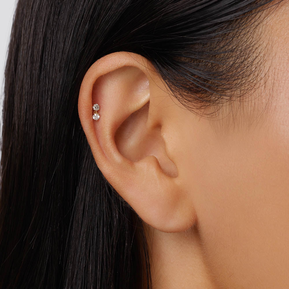 Medley Earrings Diamond Drop Helix Single Stud Earring in 10k Gold